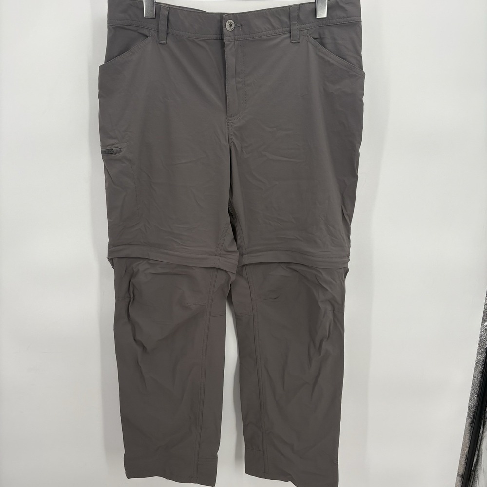 Women's LL Bean No Fly Zone Light Weight Pants to Shorts 14 Reg Gray Hiking #2J
